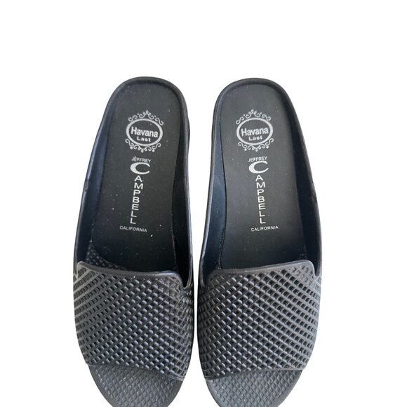 JEFFREY CAMPBELL Last Havana Black Wedge Sandals Size 8 - Picture 4 of 7